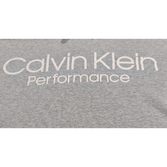 Calvin Klein Performance Womens L Cropped Hoodie Gray Logo Thumbholes Pullover - Picture 3 of 7